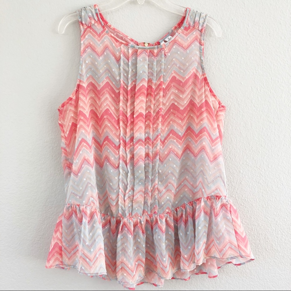 Elle Multi Color Zig Zag Patterned Sleeveless Top - image 1